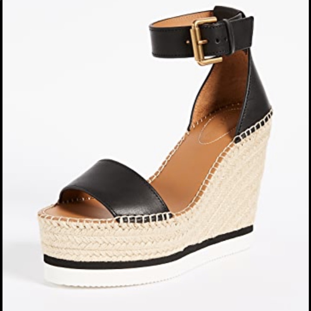 See by Chloe Leather Platform Espadrille Wedge